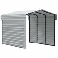 Arrow Storage Products Galvanized Steel Carport, W/ 2-Sided Enclosure, Compact Car Metal Carport Kit, 10'x15'x9', Eggshell CPH101509ECL2